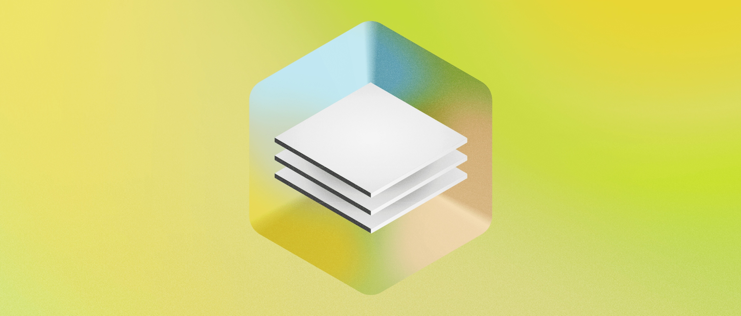 A conceptual illustration showing a 3D version of Sketch’s Data icon floating in a box, on a green background